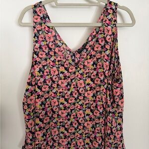 Lane Bryant Floral Tank Top - Pink and Yellow and light blue with cream flowers
